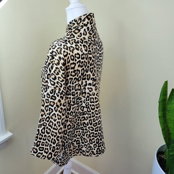 Chico's Animal-Print Mock-Neck Top SZ S 3/4 Sleeve Straight Hip Length Hem - Picture 5 of 15